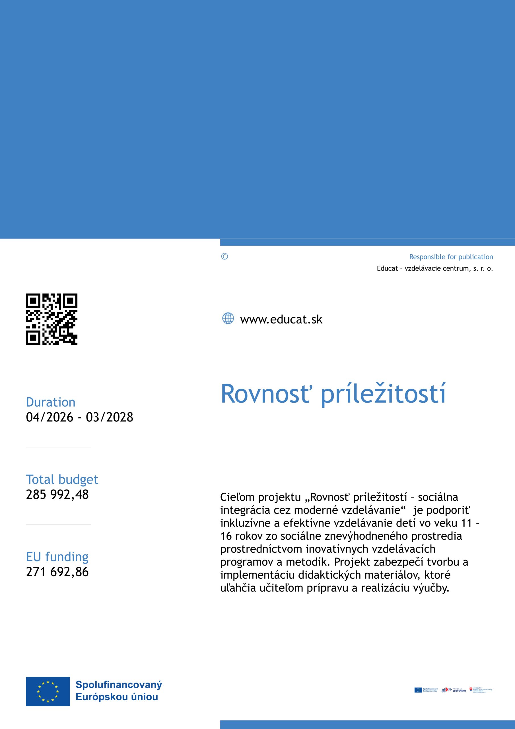 Rovnosť príležitostí sociálna integrácia cez moderné vzdelávanie